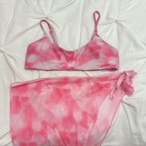 Shein pink tye dye bikini top and sarong wrap- XL - Picture 1 of 5